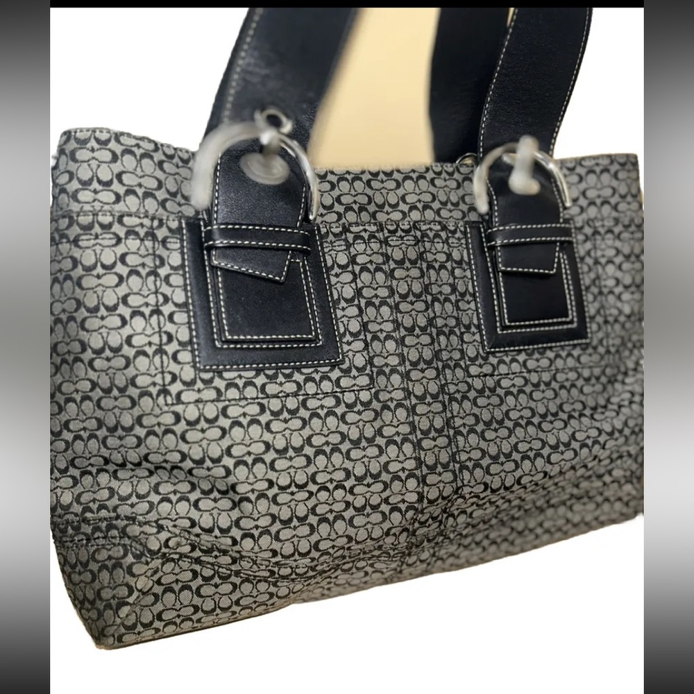 Vtg Coach Soho Signature Black Logo Canvas Tote Shoulder Bag Purse C0820…